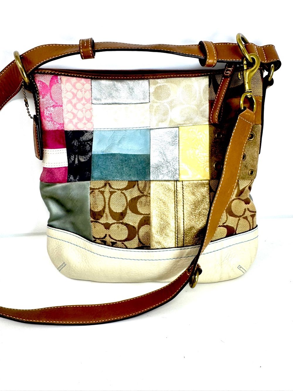 Vintage Y2K Coach Multicolor Patchwork Crossbody Hobo Bag – Excellent Condition